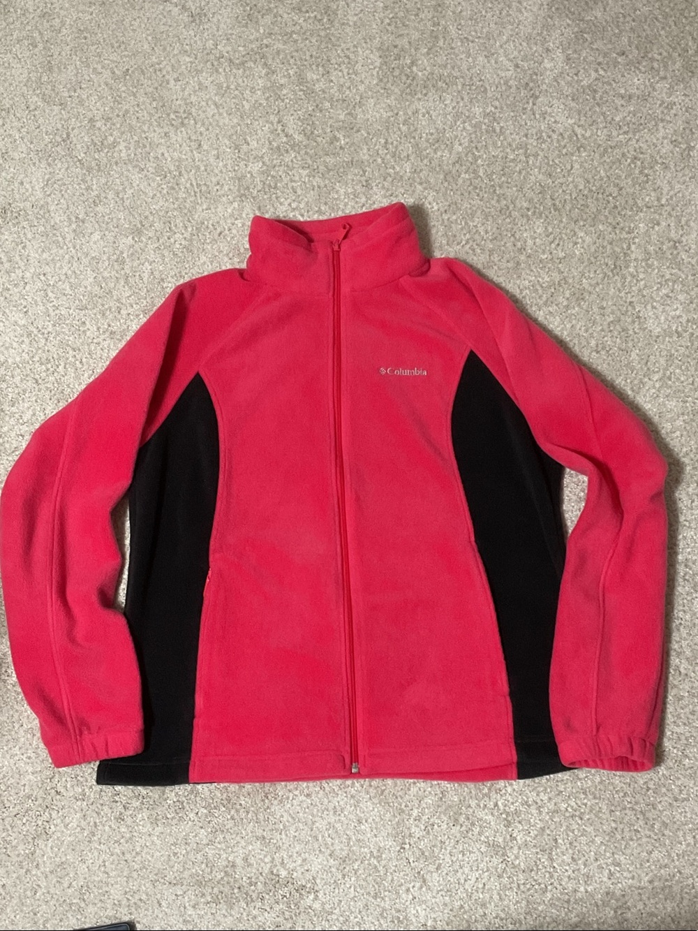 Columbia Women’s Bright Pink and Black Full-Zip Fleece Jacket